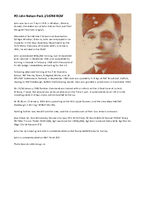 A preview of a PDF biography for Peck, John Nelson